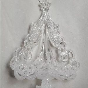 Acrylic BEAUTIFUL Winter Christmas TREE Ornament • looks like ice • pre-owned